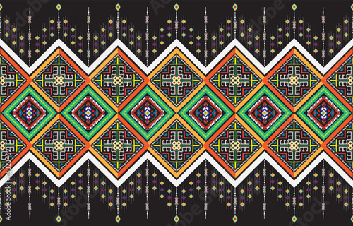 Geometric vector background with sacral tribal ethnic elements. Traditional triangles gypsy geometric forms sprites tribal themes apparel fabric tapestry print