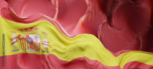 Canvas Print Abstract Spain Flag 3D Render Background (3D Artwork)