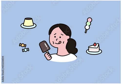 スイーツがやめられない女性