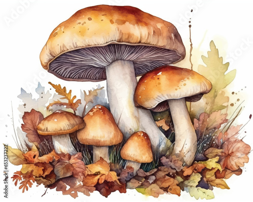 watercolor mushrooms on a white background