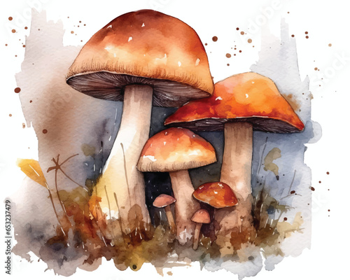 watercolor mushrooms on a white background