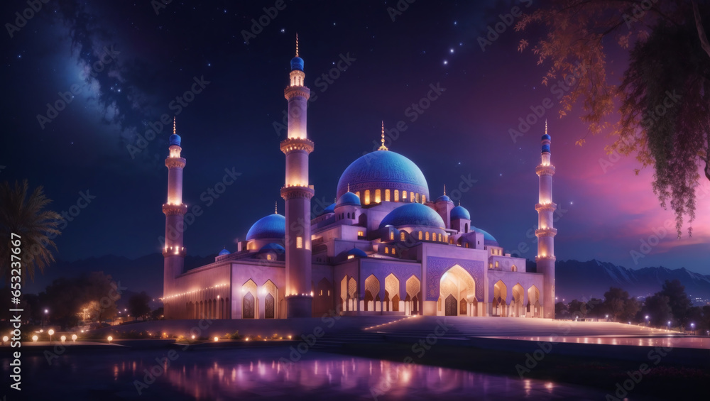 Fototapeta premium blue mosque at night