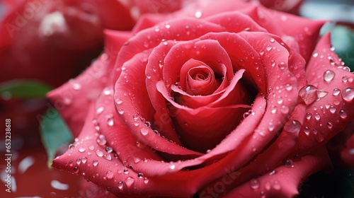 Pink rose with water drops.