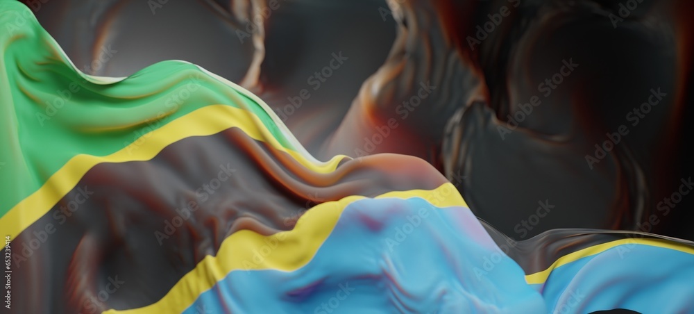 Abstract Tanzania Flag 3D Render Background (3D Artwork) - obrazy, fototapety, plakaty 