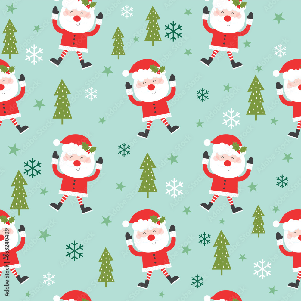 christmas seamless pattern with santa claus and christmas tree design christmas seamless pattern with santa claus and christmas tree design