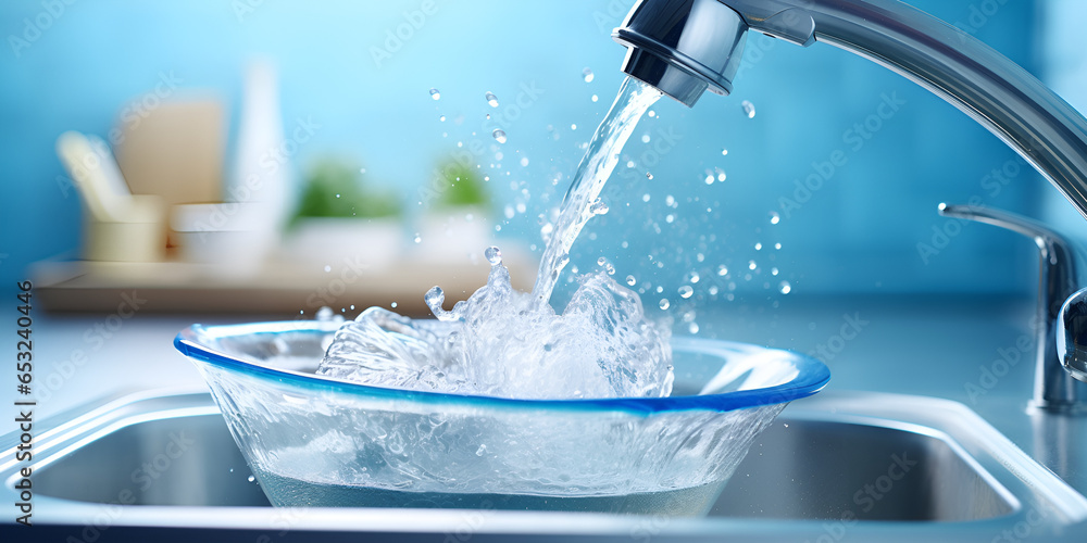 Water Splashing into a plate Need To Rinse Dishes Before Dishwasher