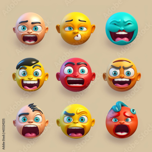 Make a set of fun emoji expressions, generative ai