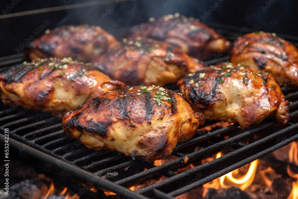 Grilled chicken on bbq generative AI