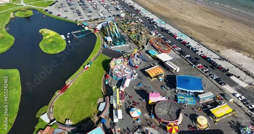 Top view of amusement park in Tramore Ireland 4k photo