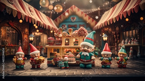 Santa's Candy Castle Cloudscape: A Christmas Land of Milk, Honey, and Toy Factories in the North Pole in 8K created with generative ai technology