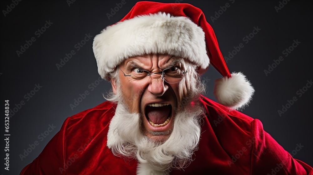 Bad santa claus, bad character of santa. Generative Ai. Stock