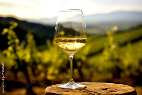 white wine on color background