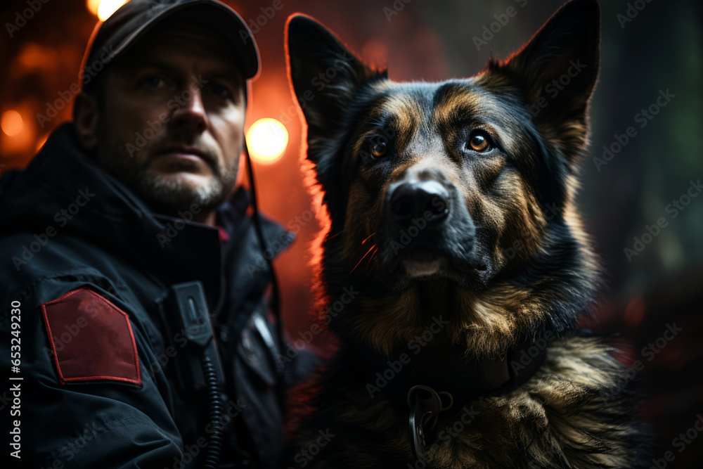 K-9 police officer and their loyal police dog in action, Generative AI ...