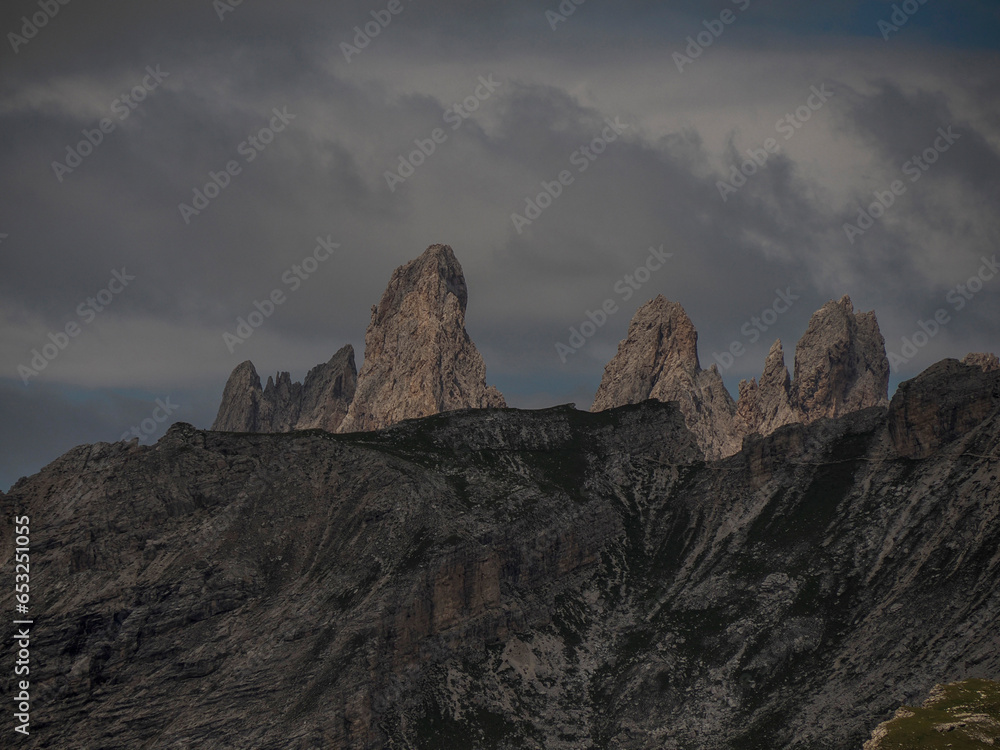 Puez mountain in dolomites badia valley panorama landscape