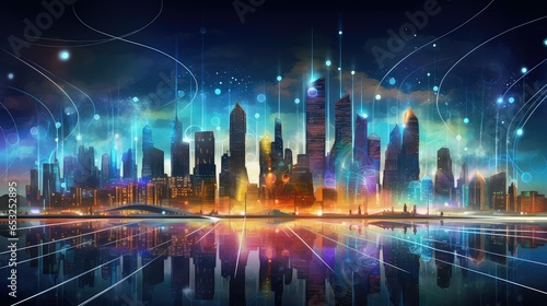 wireless smart digital city illustration online smconnect, network futuristic, line abstract wireless smart digital city © sevector
