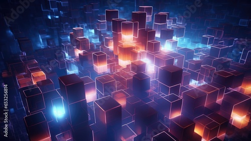 3d voxel artificial cubes illustration futuristic pixel, virtual render, cube face 3d voxel artificial cubes