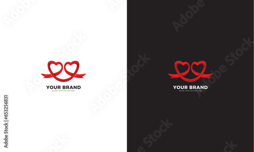 Love ribbon logo, vector graphic design