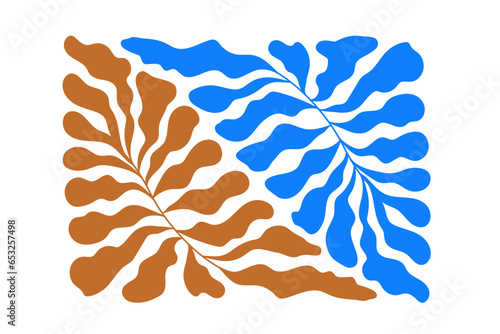 Vector  in simple Matisse naive and hippie groovy style, flowers and plants, floral botanic hand drawn design templates, frames and modern art prints, posters and placards