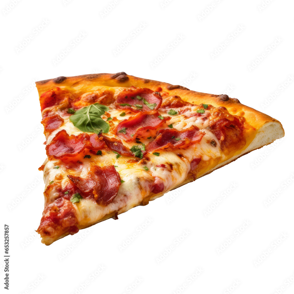 Tasty slice of fresh pizza on isolated white transparent background Tasty slice of fresh pizza on isolated white transparent background