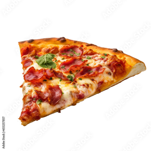 Tasty slice of fresh pizza on isolated white transparent background