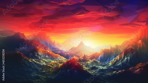 3d voxel mountain landscape illustration background design, perspective terrain, view panorama 3d voxel mountain landscape © sevector