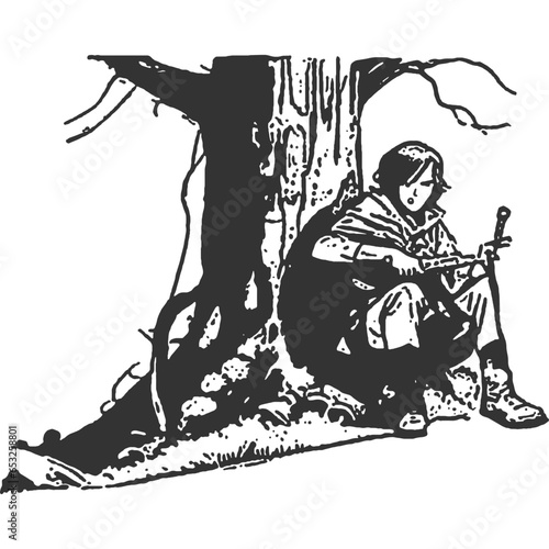 On the Verge of an Onslaught Vintage Illustration Vector