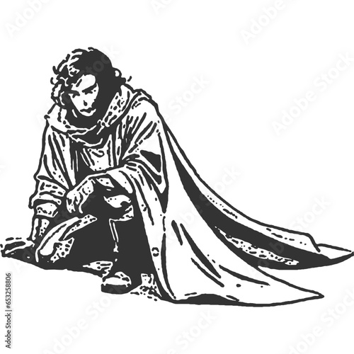 On the Verge of an Onslaught Vintage Illustration Vector