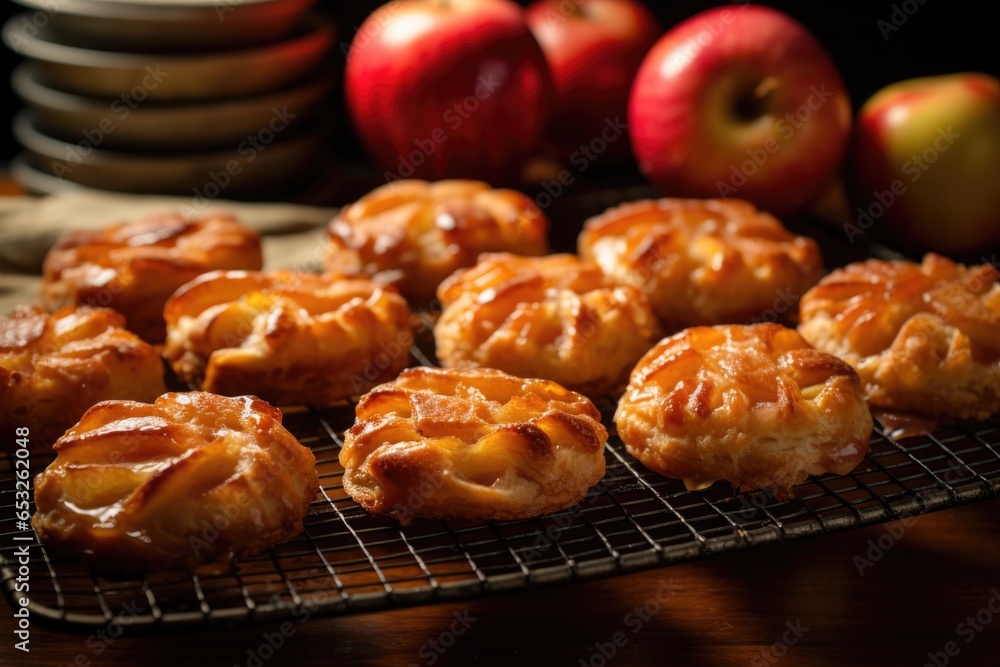 mini apple pies cooling off on a wire rack