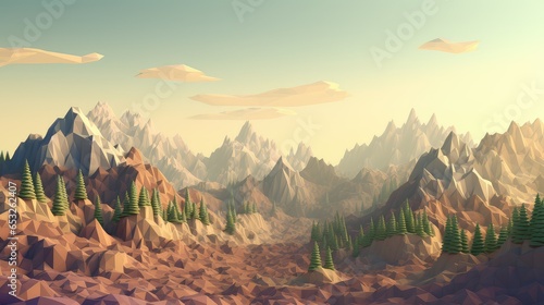 design voxel mountain landscape illustration perspective terrain, view panorama, digital peak design voxel mountain landscape