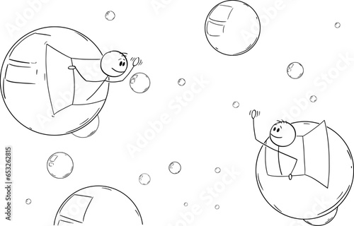 Don't Be Alone, Vector Cartoon Stick Figure Illustration