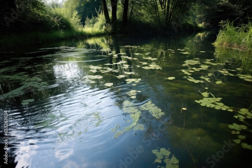 a gently rippling pond, showing the effect of exhaled breath © altitudevisual