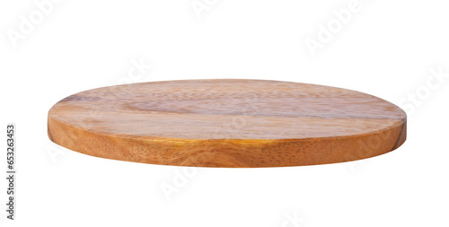 Brown circle wood tray on transparent png