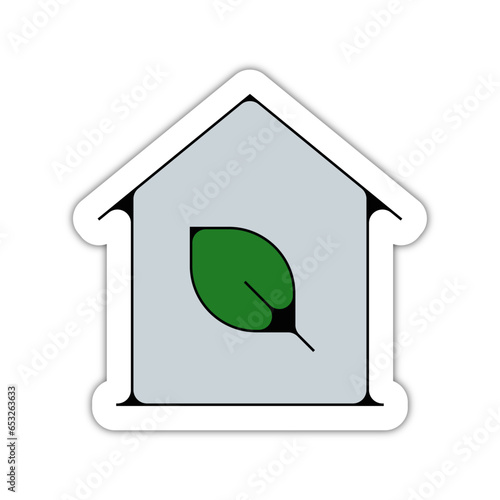 picto logo icones et symbole ecologie maison verte energie fin couleur relief