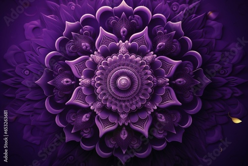 Purple background with raised mandala pattern. Festive Diwali wallpaper. Generative AI © Adair