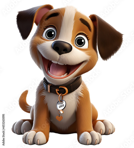 3D cartoon dog toy isolated on transparent png background