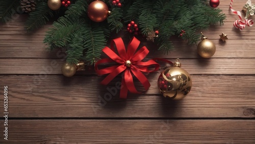 Christmas decoration on wooden table © Rottchoo