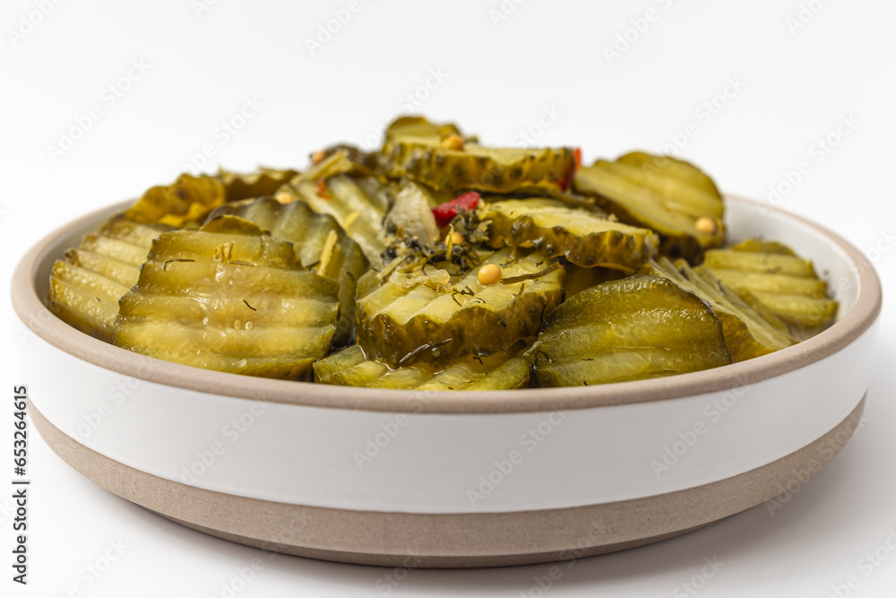 Dill pickles on a white background Dill pickles on a white background