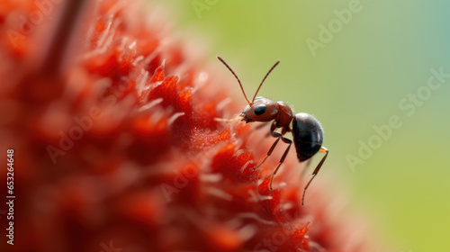 fourmi en vue macro sur une fleur photo