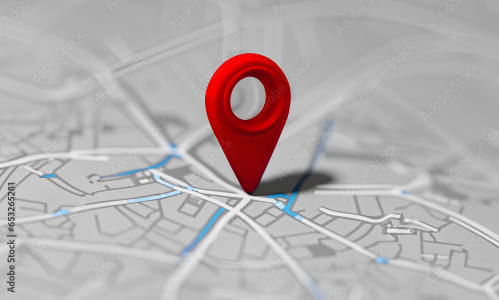 Fototapeta premium Ícone pin em 3D indicando lugar importante no mapa, pin indicando local, comércio, lugar no mapa