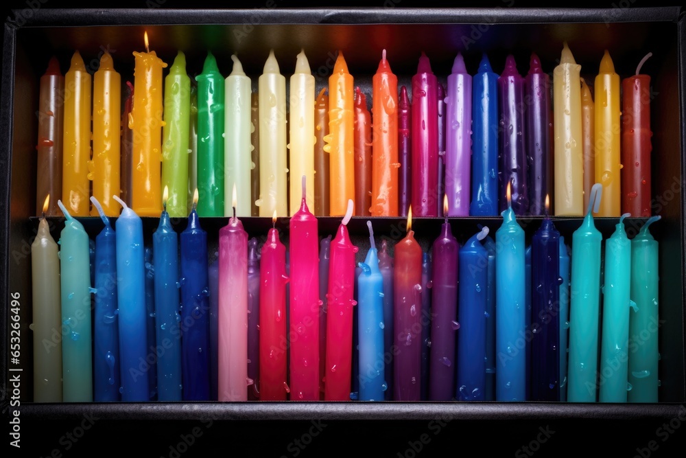 box of hanukkah candles in variety of sizes and colors box of hanukkah candles in variety of sizes and colors