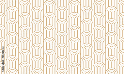 Photographie Seamless gold circle stripe line pattern,arc shape, fence background, art deco design vector illustration
