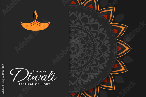 Indian festival happy diwali background. Diwali holiday greeting card design. Vector illustration