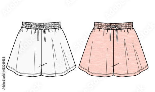 woman high waist drawstring short fashion vector
