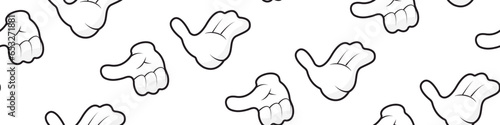Vector hands gesture pattern. Doodle people palms with thumbs. Seamless background for textile, clothes, apparel