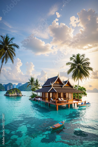 tropical resort in maldives © Mayavector