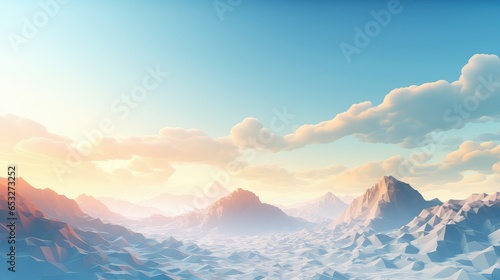 design voxel mountain landscape illustration perspective terrain, view panorama, digital peak design voxel mountain landscape