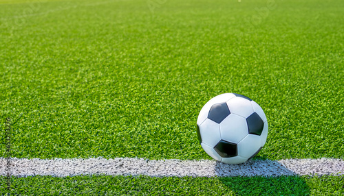 soccer ball on soccer field sideline 