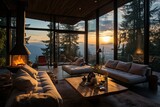 Interior House Design On The Top Of A mountain Surrounded By pine Trees With beautiful Panoramic Views