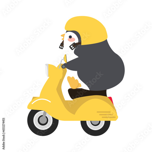  penguin riding scooter side view