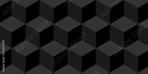 Abstract metal grid and Black cube geometric seamless background. Seamless blockchain technology pattern. Vector illustration pattern with blocks. Abstract geometric design print of cubes pattern.